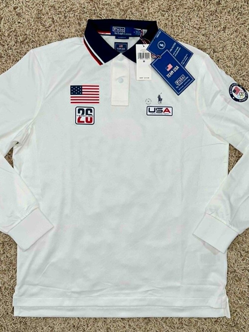 Polo Ralph Lauren Men's Team USA Performance Mesh Polo Shirt White, Size M (New)